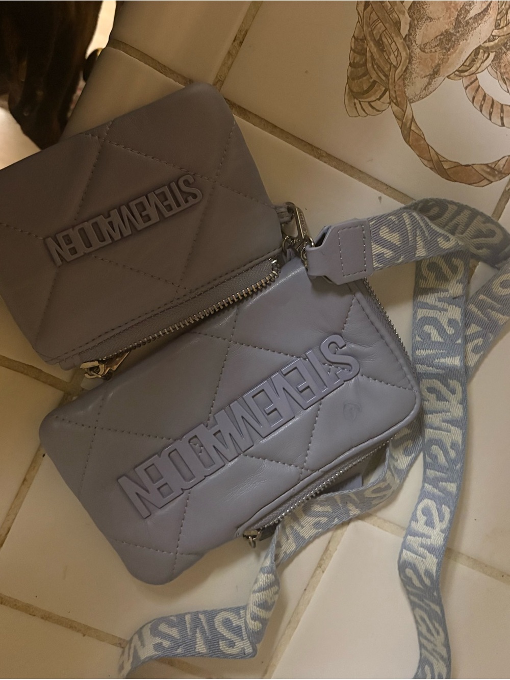 Steve Madden Quilted Double Pouch Crossbody in Light Lavender
